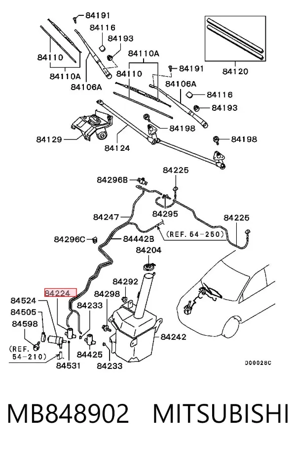 Мотор дворников MB848902 Mitsubishi