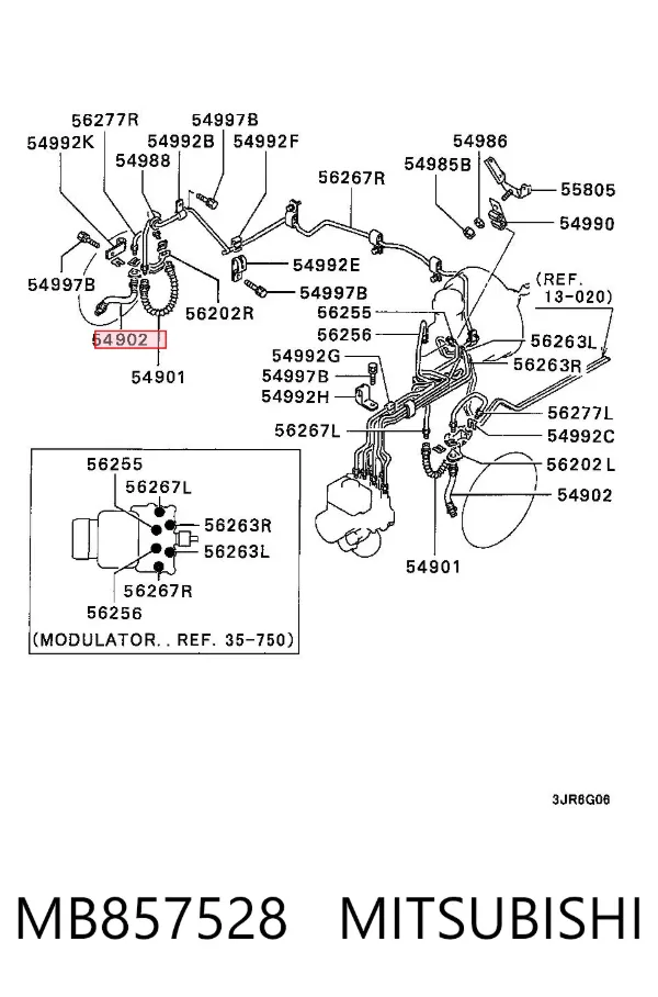 Шланг тормозной передний MB857528 Mitsubishi