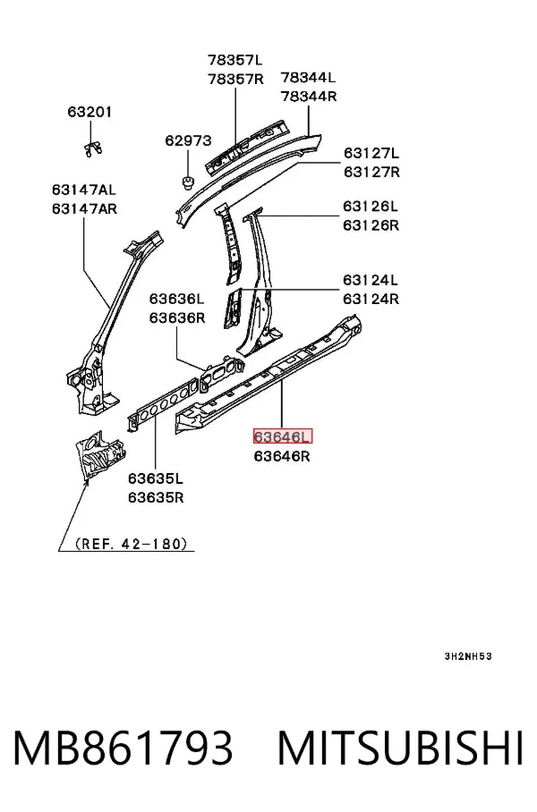 Порог внешний левый MB861793 Mitsubishi
