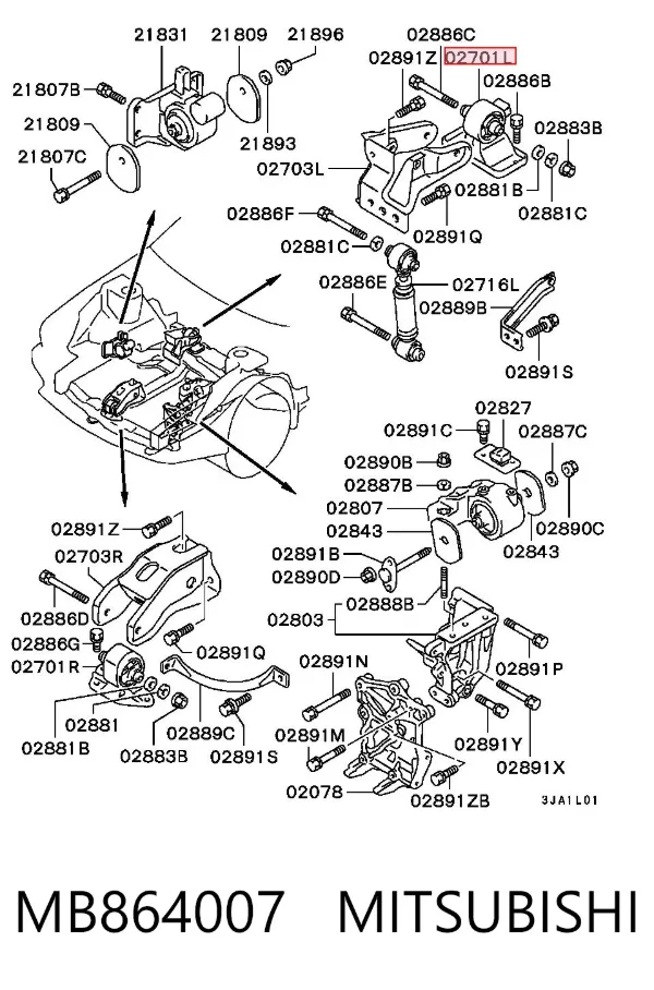 Левая подушка двигателя MB864007 Mitsubishi