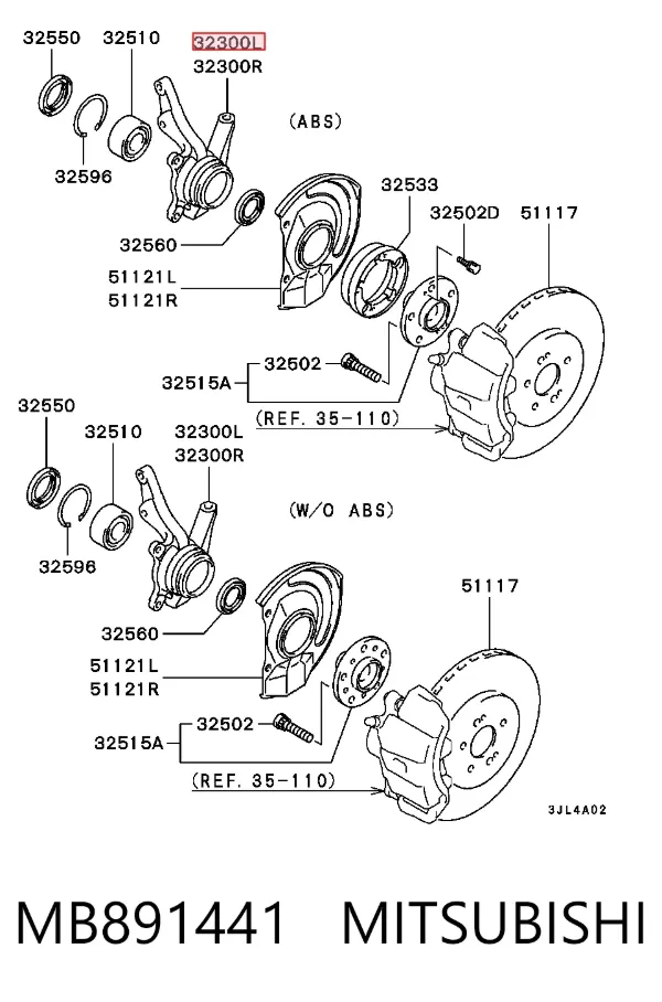 Цапфа передняя левая MB891441 Mitsubishi