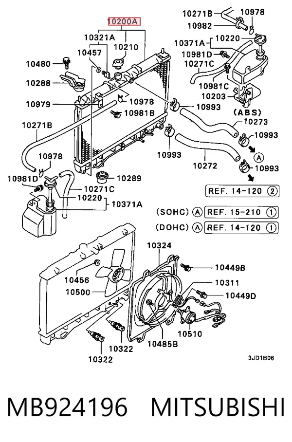 Радиатор MB924196 Mitsubishi
