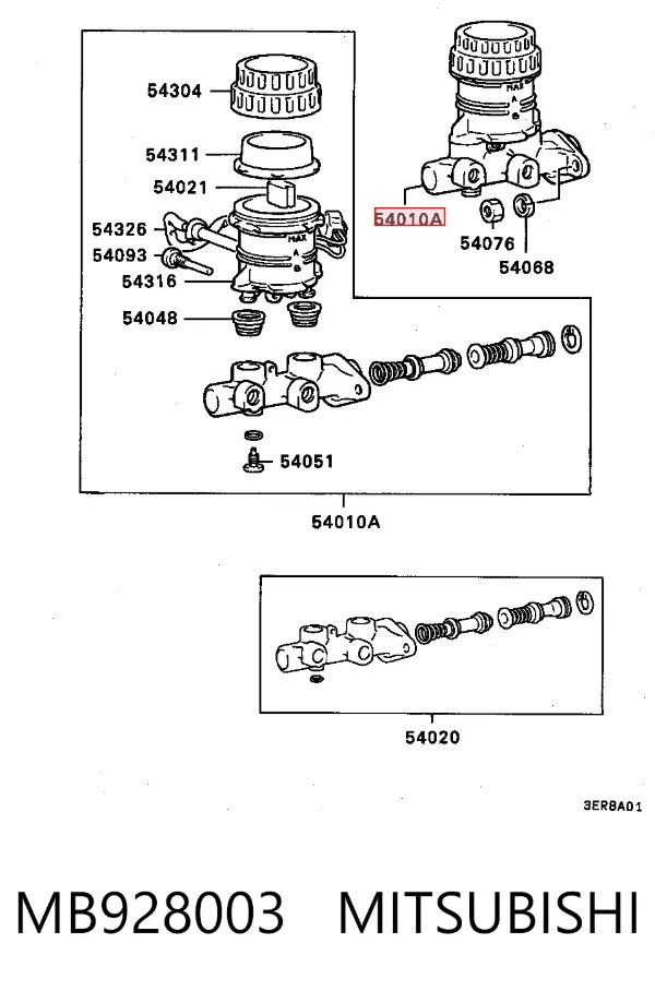 Главный тормозной цилиндр MB928003 Mitsubishi