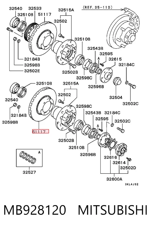 Передние тормозные диски MB928120 Mitsubishi