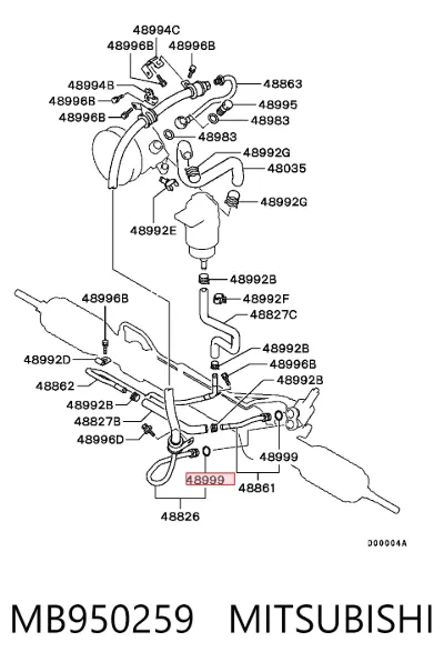 Уплотнительное кольцо штуцеров рулевой рейки MITSUBISHI MB950259