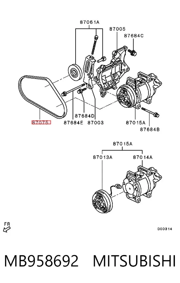 Ремень генератора MB958692 Mitsubishi