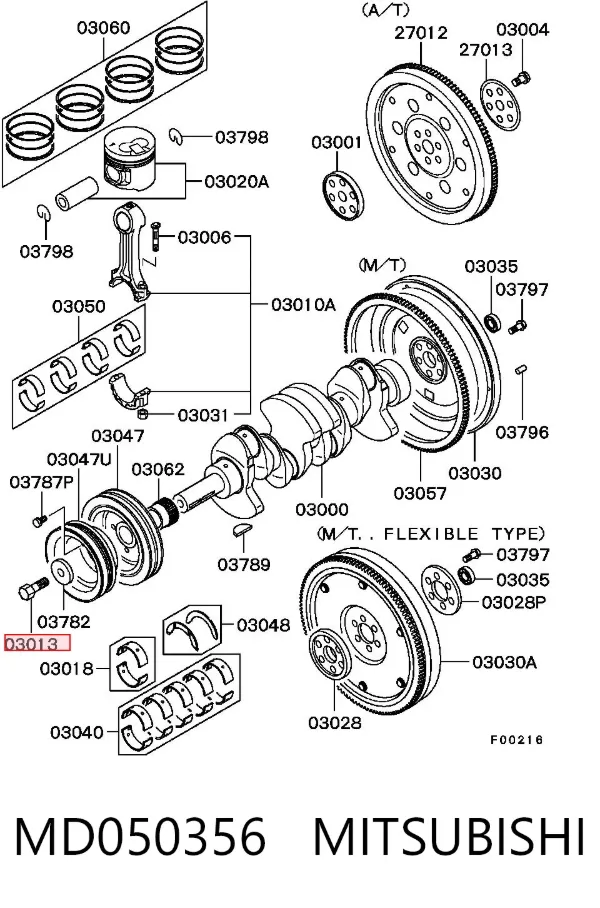 Болт шкива коленвала MD050356 Mitsubishi