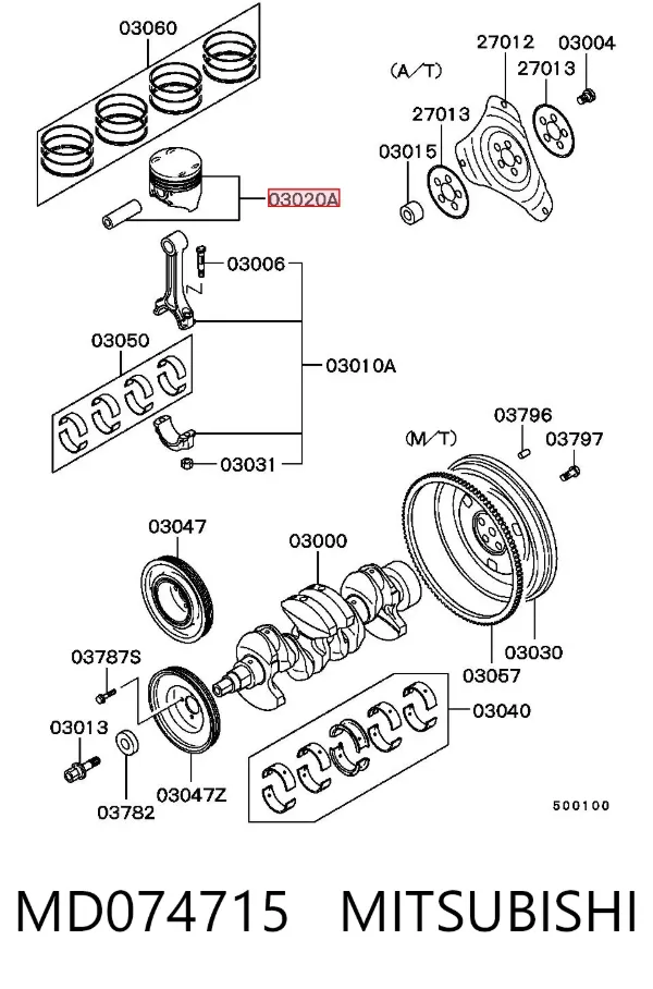 Поршень на 1 цилиндр MD074715 Mitsubishi