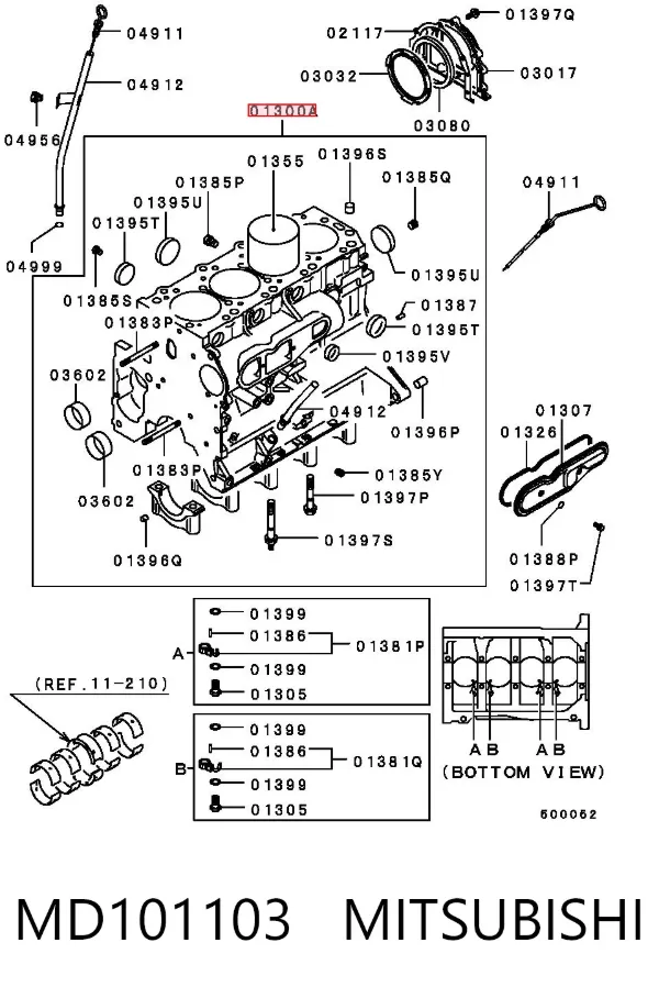 Блок цилиндров двигателя MD101103 Mitsubishi