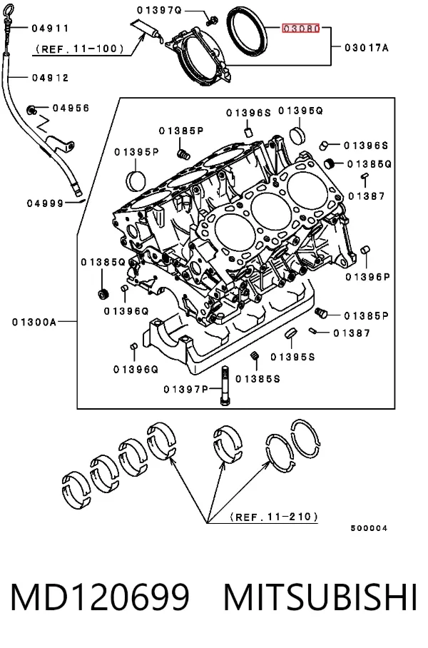Сальник коленвала задний MD120699 Mitsubishi