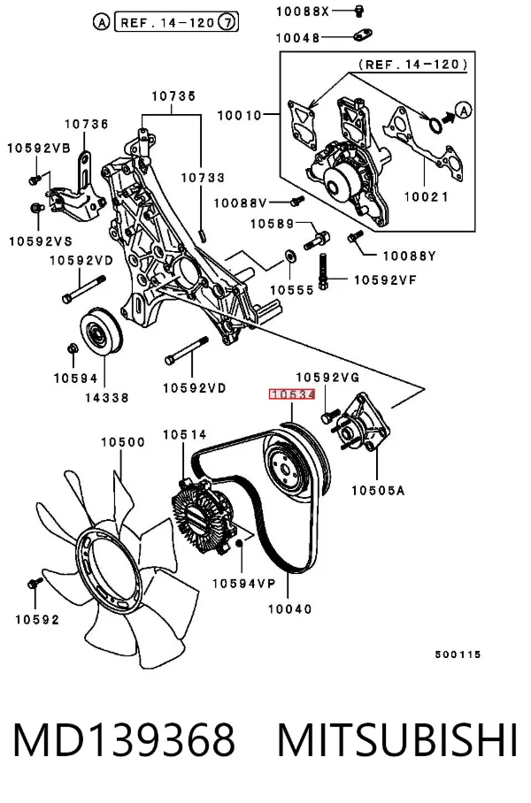 Шкив вискомуфты (крыльчатки) системы охлаждения MD139368 Mitsubishi
