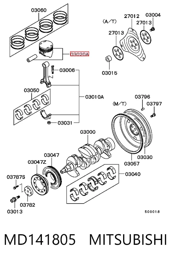 Поршни стандартные (комплект) MD141805 Mitsubishi