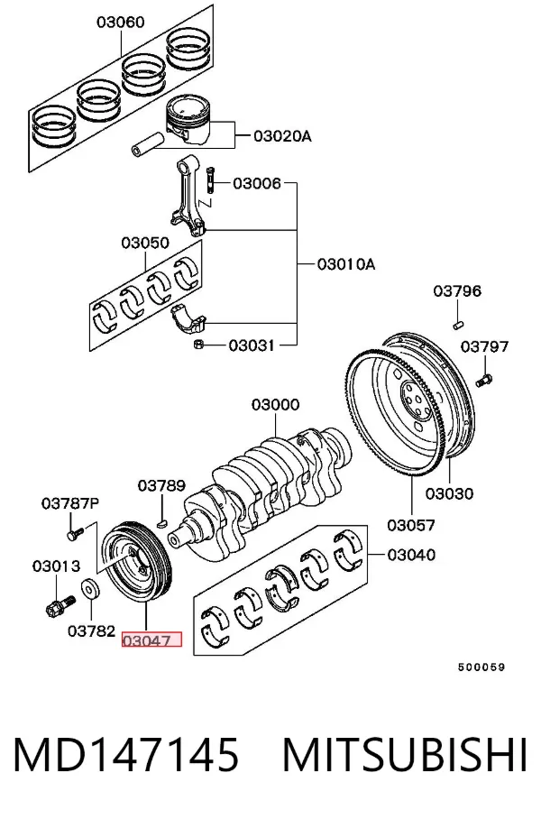 Шкив коленвала MD147145 Mitsubishi