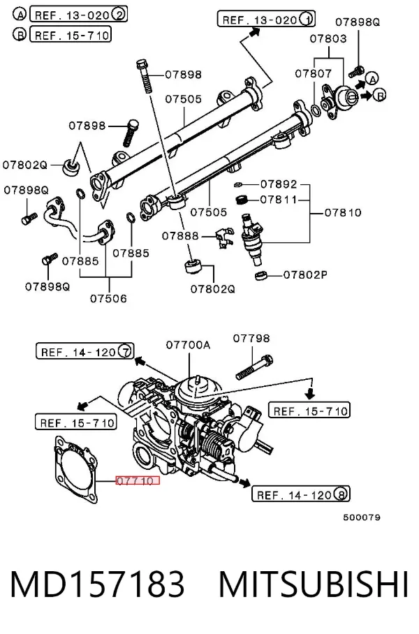 Прокладка дроссельной заслонки MD157183 Mitsubishi