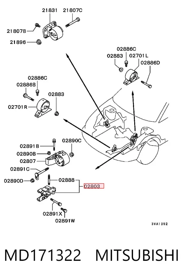 Кронштейн подушки (опоры) двигателя левой MD171322 Mitsubishi