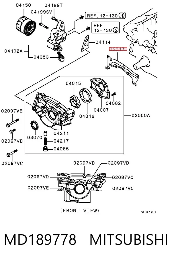 Прокладка передней крышки двигателя MD189778 Mitsubishi