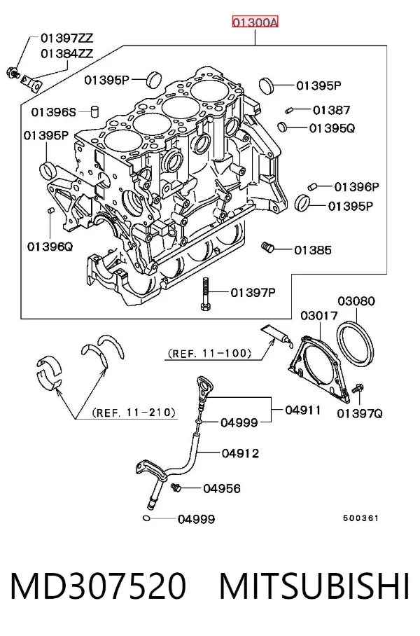 Блок цилиндров двигателя MD307520 Mitsubishi