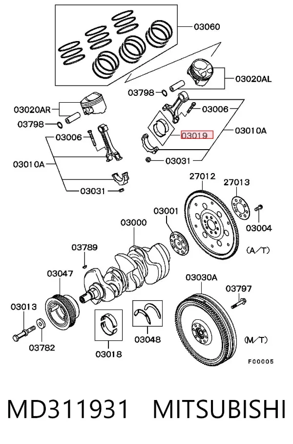 Вкладыши шатунные MD311931 Mitsubishi
