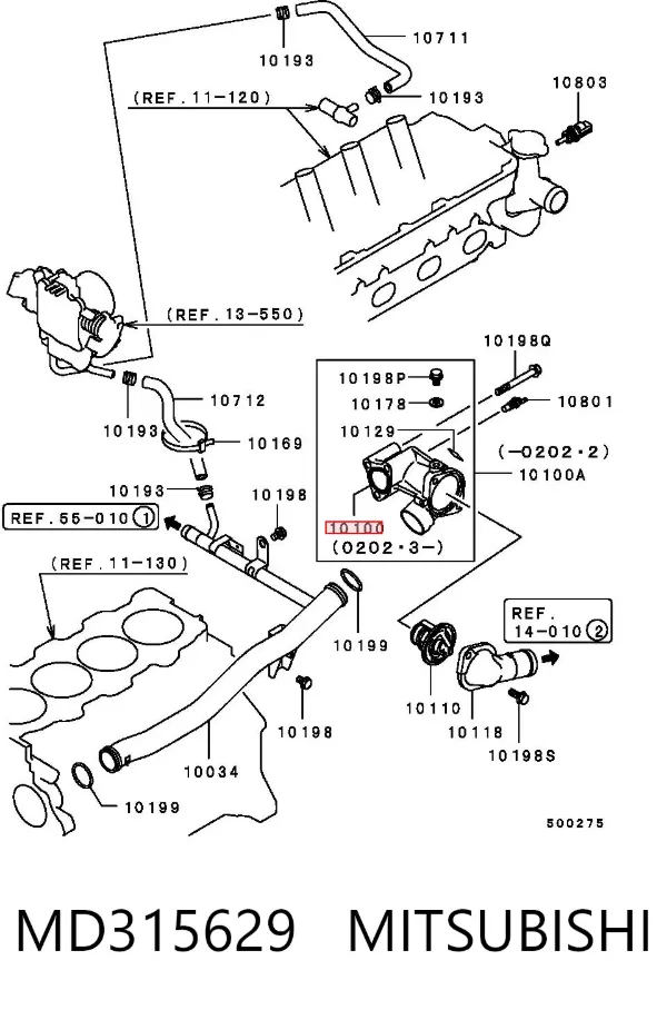Корпус термостата MD315629 Mitsubishi