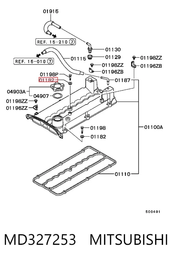 Прокладка клапанной крышки двигателя, кольцо MD327253 Mitsubishi