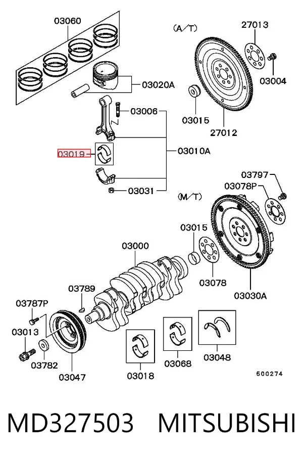 Вкладыши шатунные MD327503 Mitsubishi