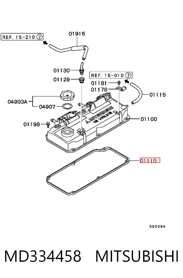Прокладка клапанной крышки MD334458 Mitsubishi