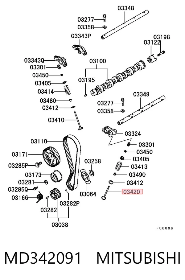 Выпускной клапан MD342091 Mitsubishi