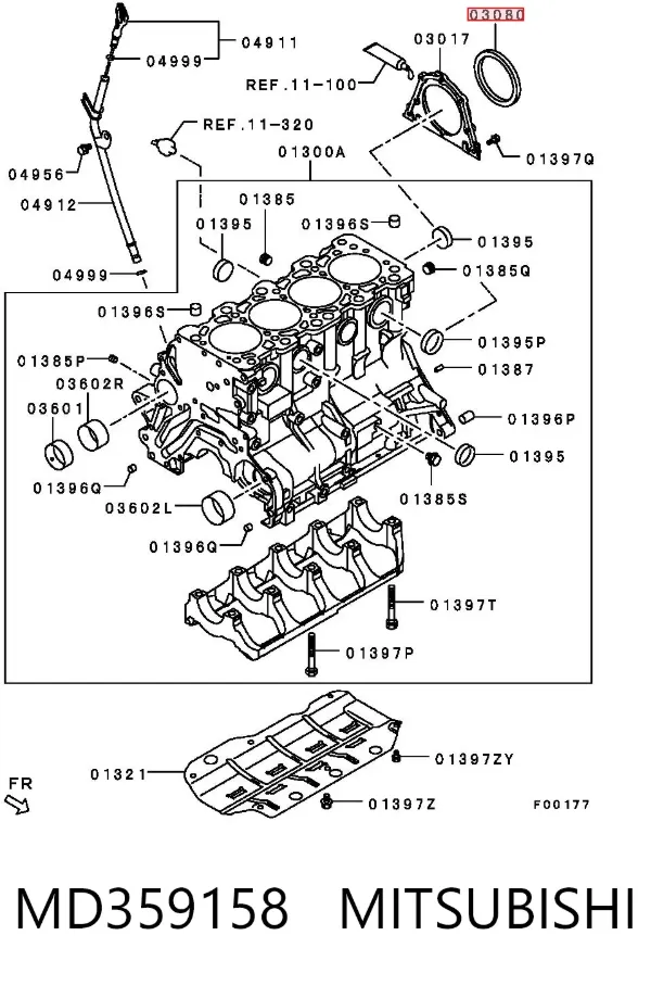Сальник коленвала задний MD359158 Mitsubishi
