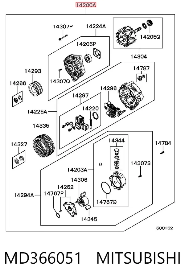 Генератор MD366051 Mitsubishi