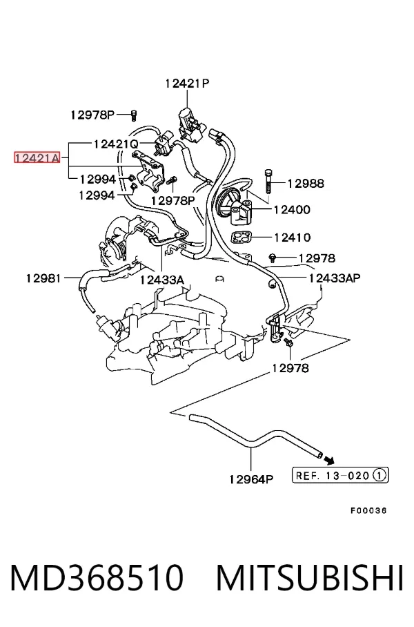 Клапан преобразователь давления наддува (соленоид) MD368510 Mitsubishi