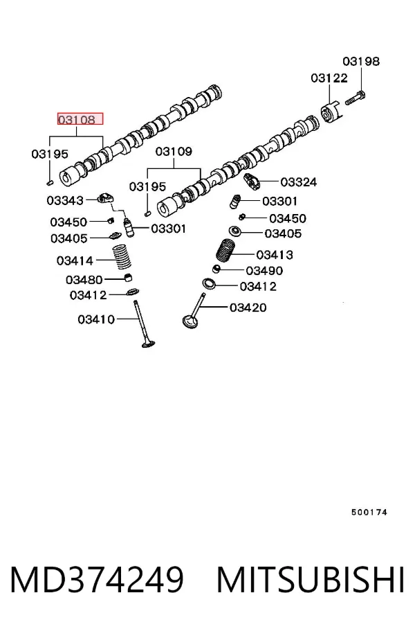 Распредвал MD374249 Mitsubishi