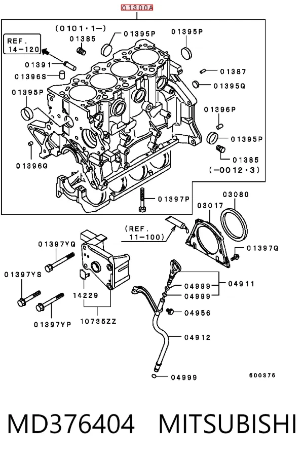 Блок цилиндров двигателя MD376404 Mitsubishi