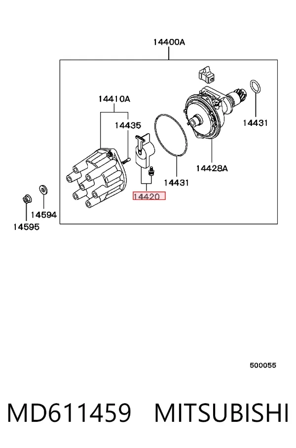 Бегунок распределителя зажигания MD611459 Mitsubishi