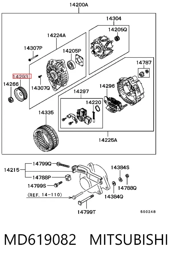 Шкив генератора MD619082 Mitsubishi