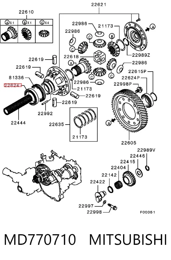 Подшипник дифференциала переднего моста MD770710 Mitsubishi