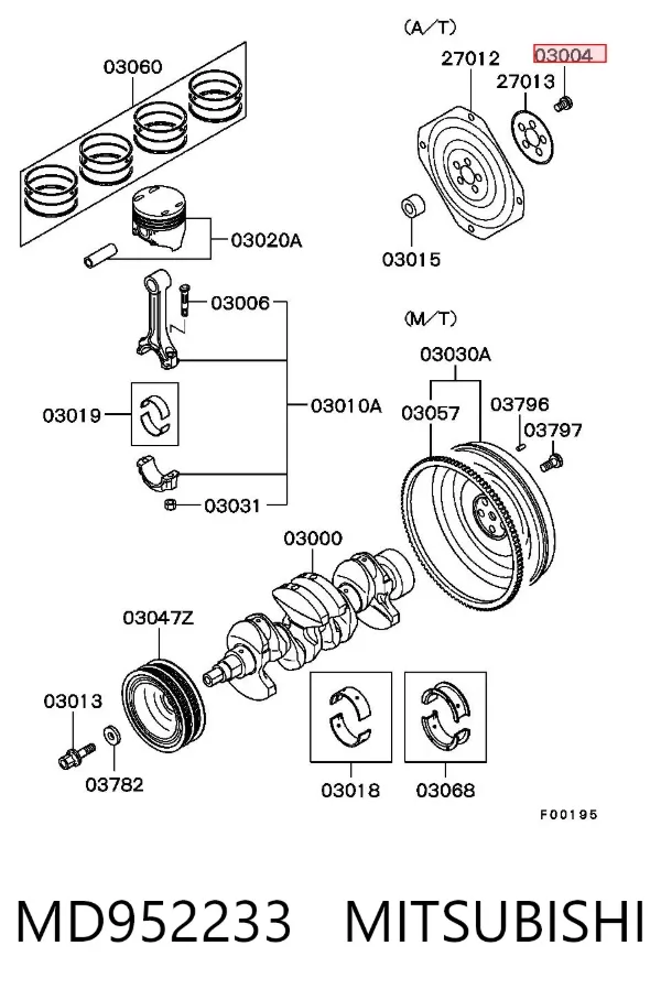 Болт крепления маховика MD952233 Mitsubishi