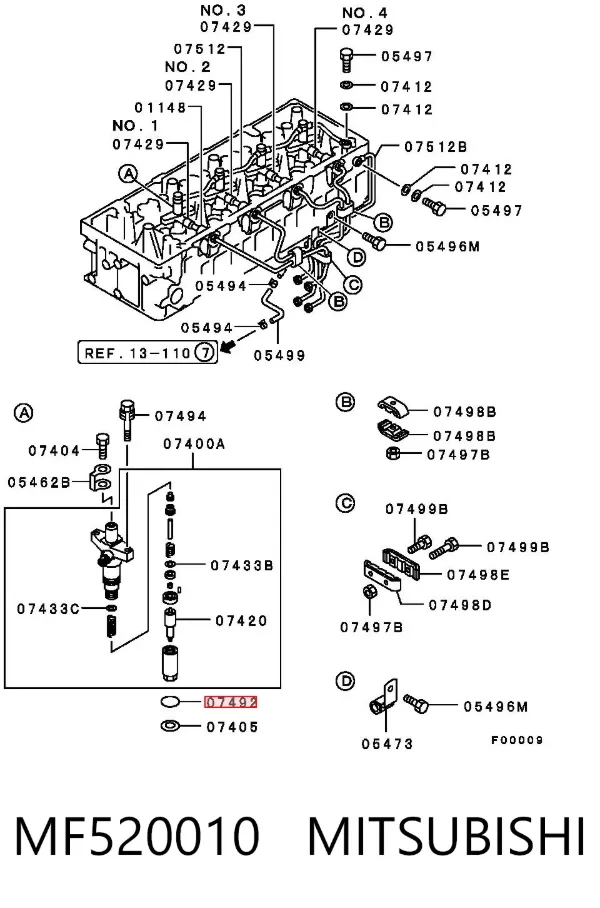 Кольцо форсунки MF520010 Mitsubishi