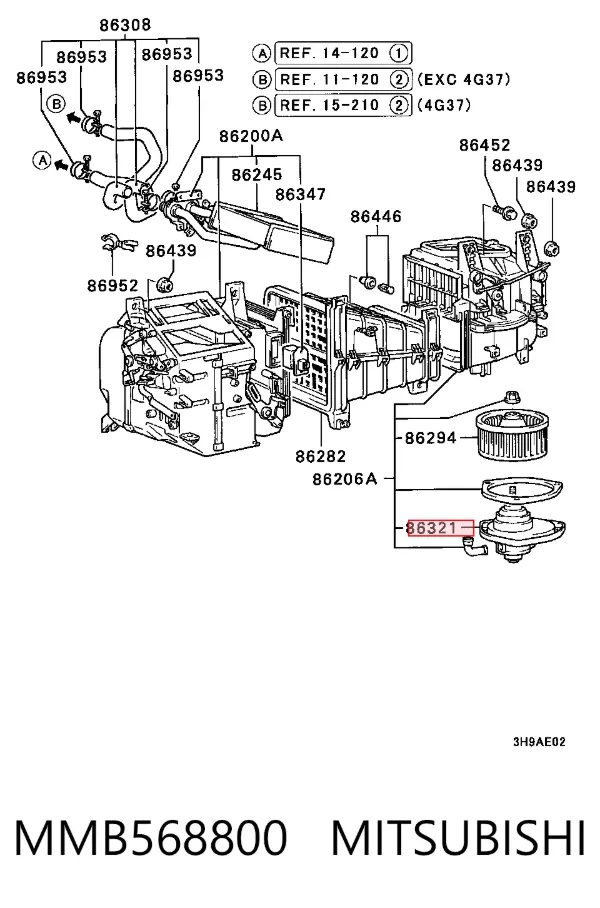 Вентилятор печки MMB568800 Mitsubishi