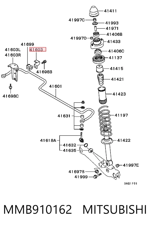 Хомут крепления втулки стабилизатора заднего MMB910162 Mitsubishi