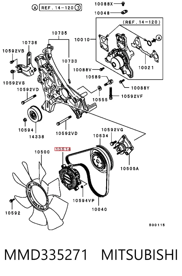 Вискомуфта вентилятора MMD335271 Mitsubishi