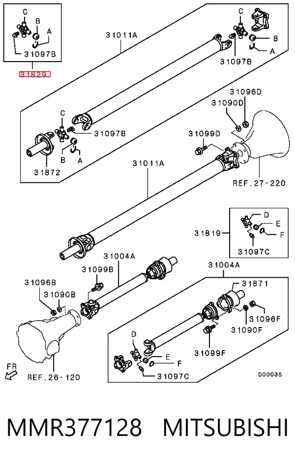 Крестовина заднего кардана MMR377128 Mitsubishi