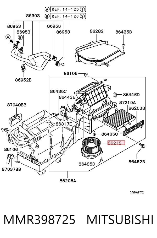 Вентилятор печки MMR398725 Mitsubishi