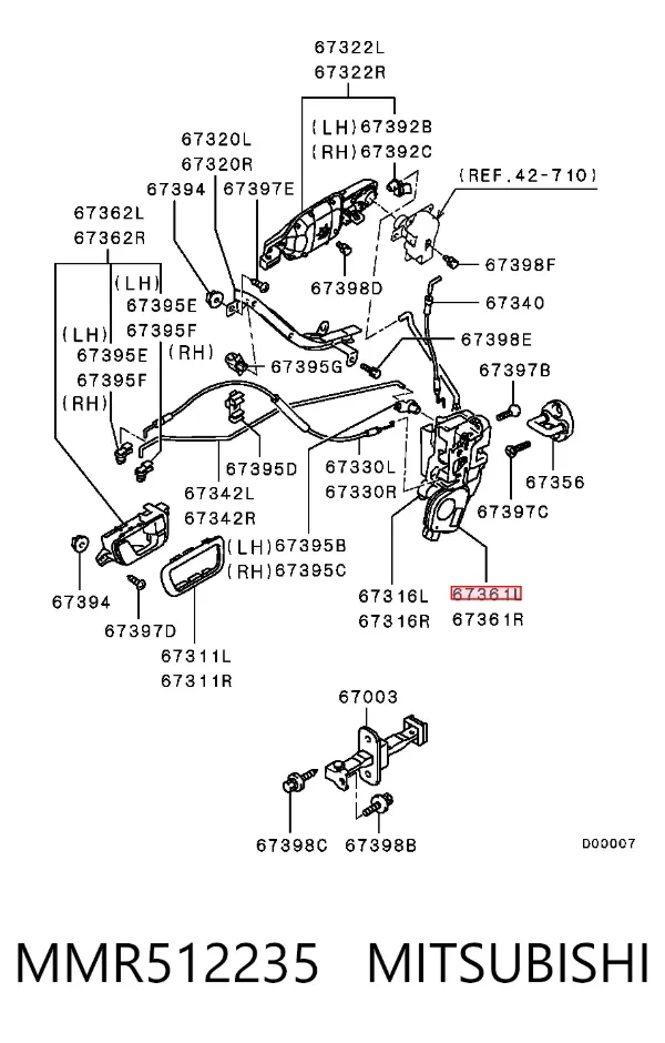 Замок водительской двери Mitsubishi Pajero IV LONG