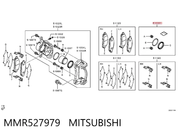 Ремкомплект переднего суппорта MMR527979 Mitsubishi