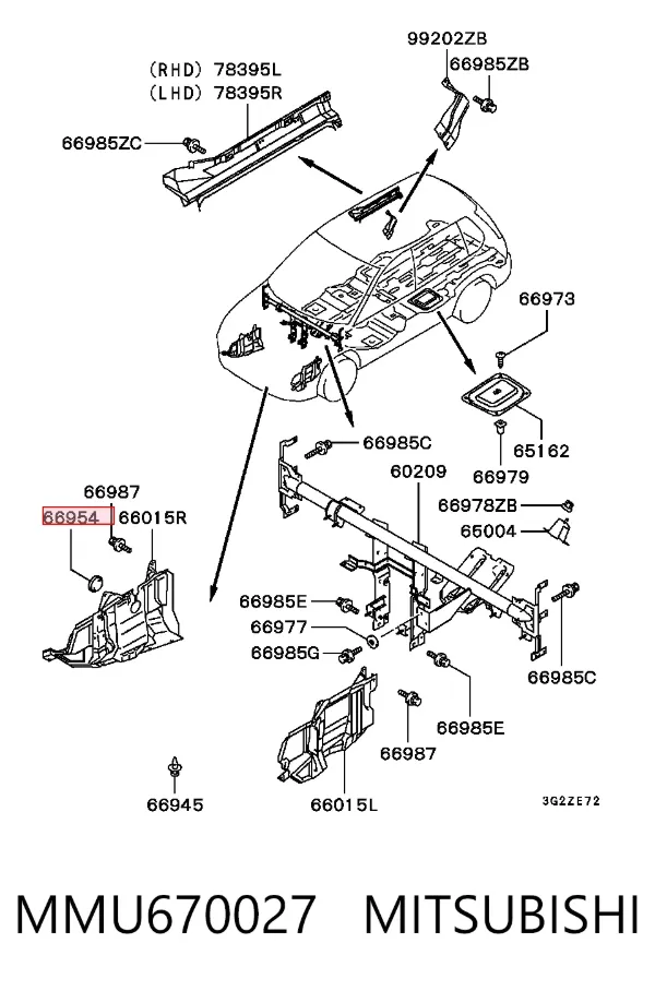 Заглушка днища MMU670027 Mitsubishi