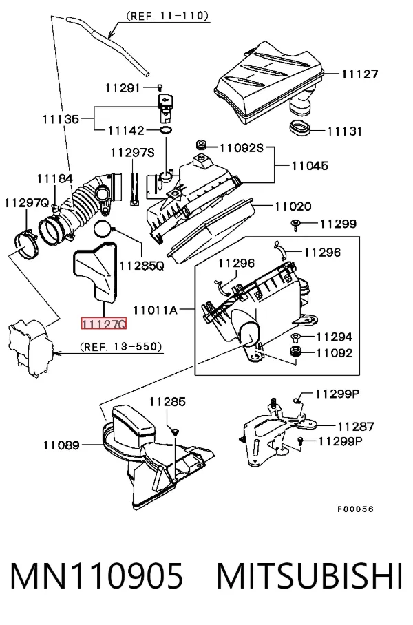 Резонатор воздушного фильтра MN110905 Mitsubishi