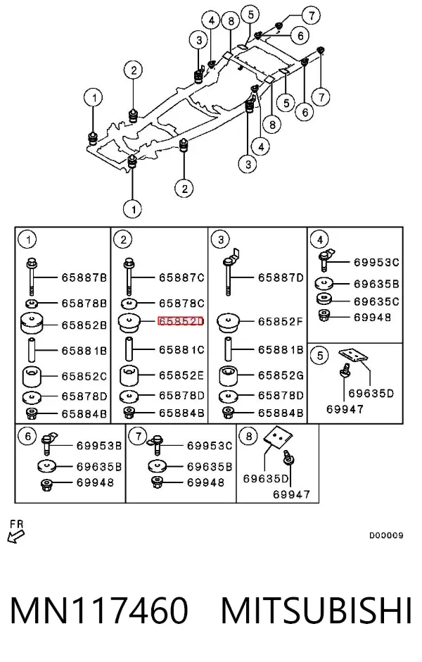 Подушка рамы (крепления кузова) MN117460 Mitsubishi