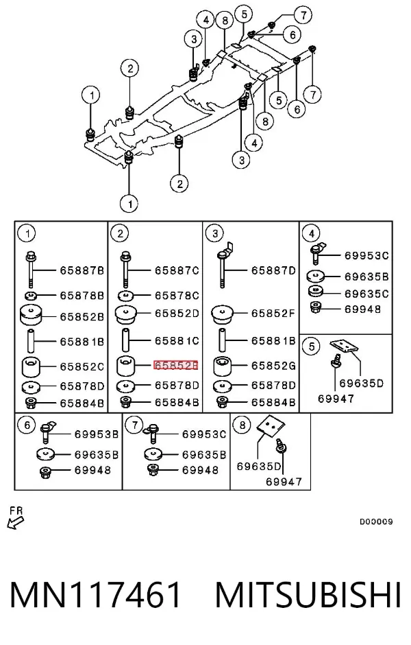Подушка рамы (крепления кузова) MN117461 Mitsubishi