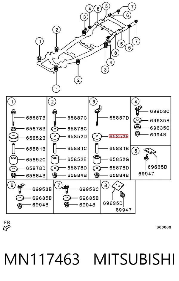 Подушка рамы (крепления кузова) MN117463 Mitsubishi