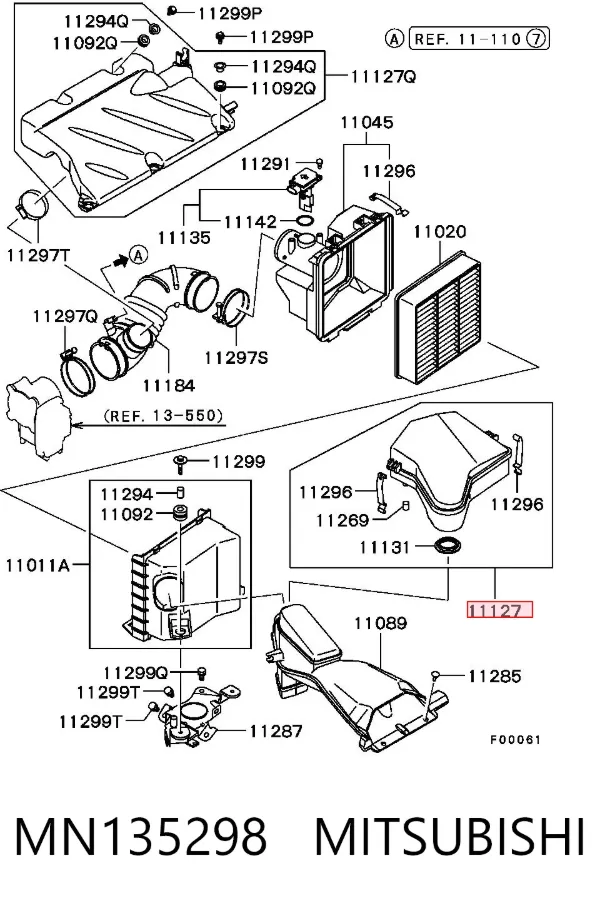Резонатор воздушного фильтра MN135298 Mitsubishi